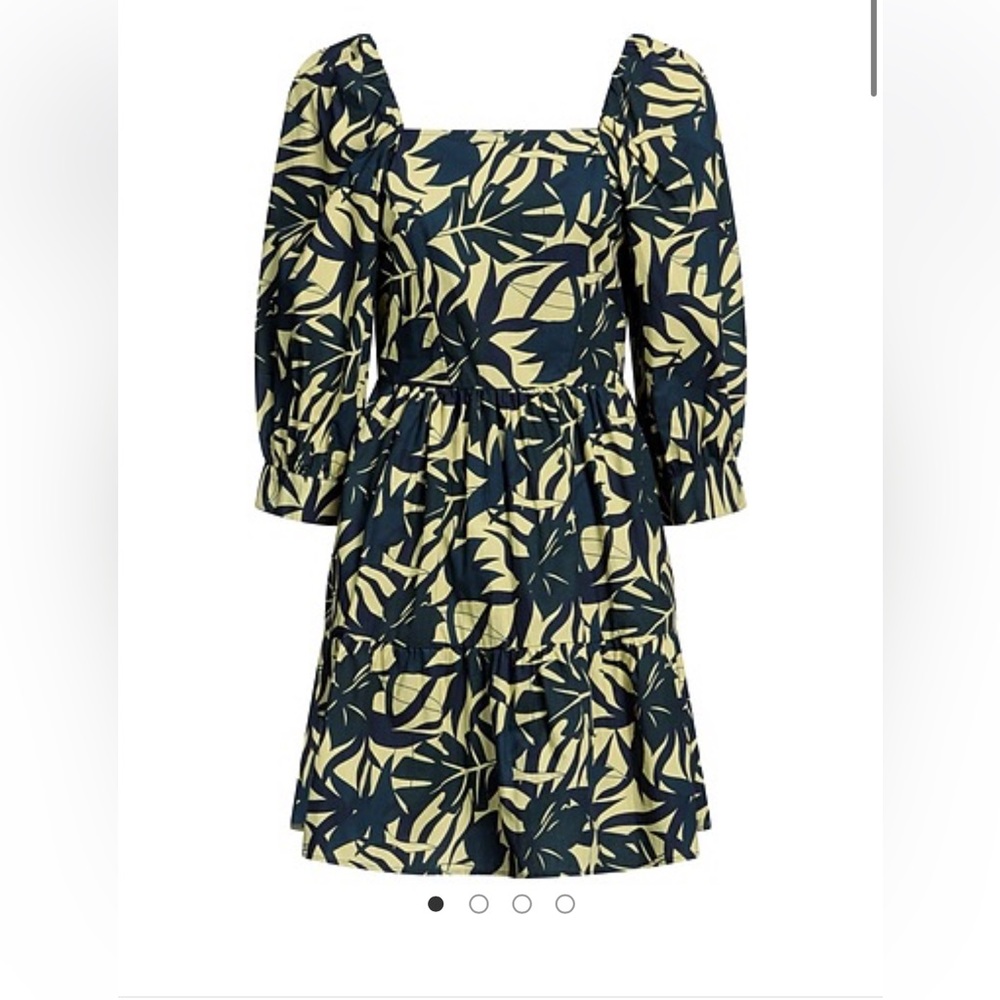 Ba&sh navy and lime bird print dress - size XS